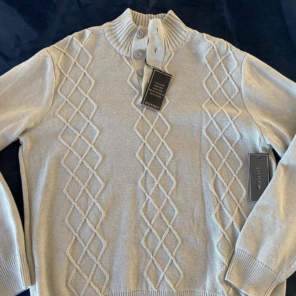 Abstract One -  Beige Button Cable Knit Sweater